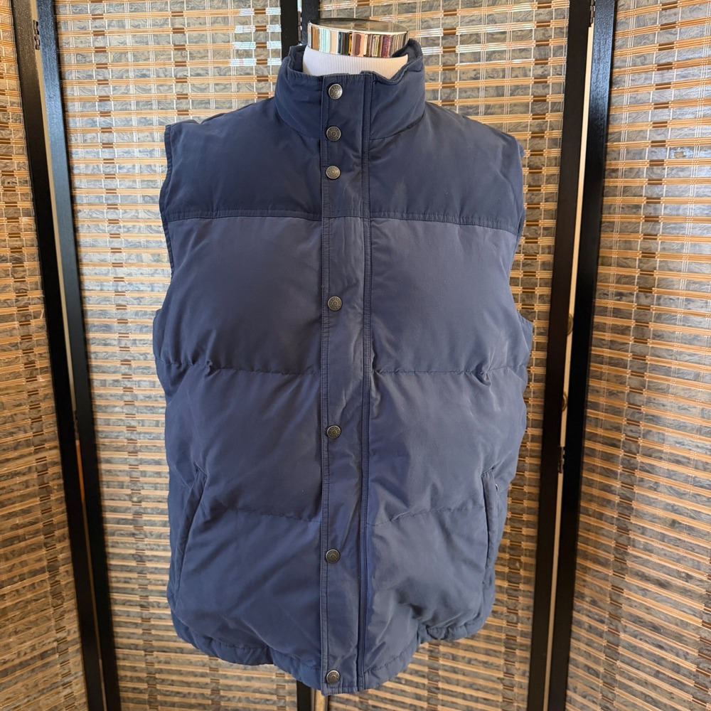 Eddie Bauer Goose Down Puffer Vest Mens Large Tall Blue Quilted Outdoor Warm